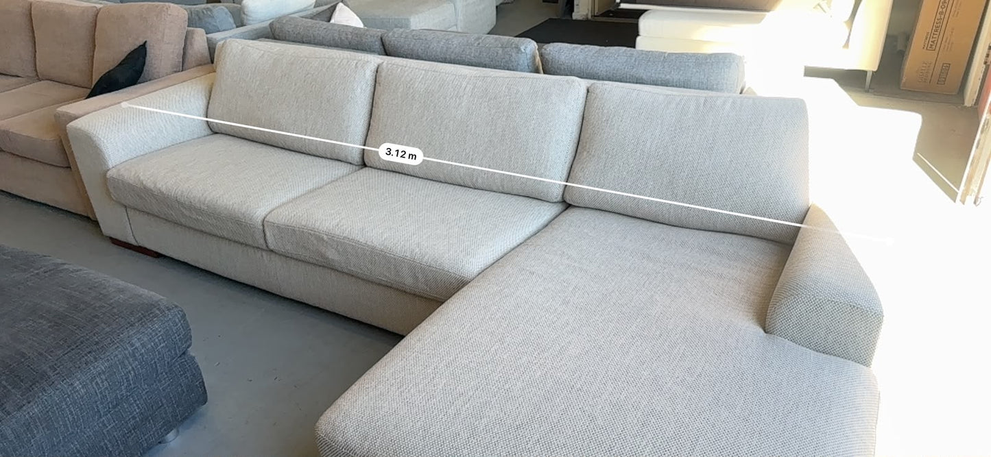 Plush Beige L-Shape Sofa | Pre-Owned | Steam Cleaned | Sydney Wide Delivery