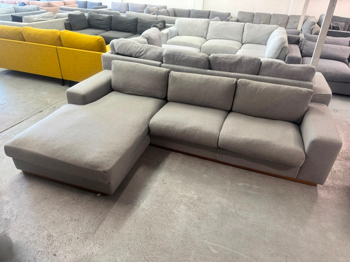 Grey L-Shape Sofa Bed with Inflatable Mattress | Pre-Owned | Steam Cleaned | Sydney Wide Delivery