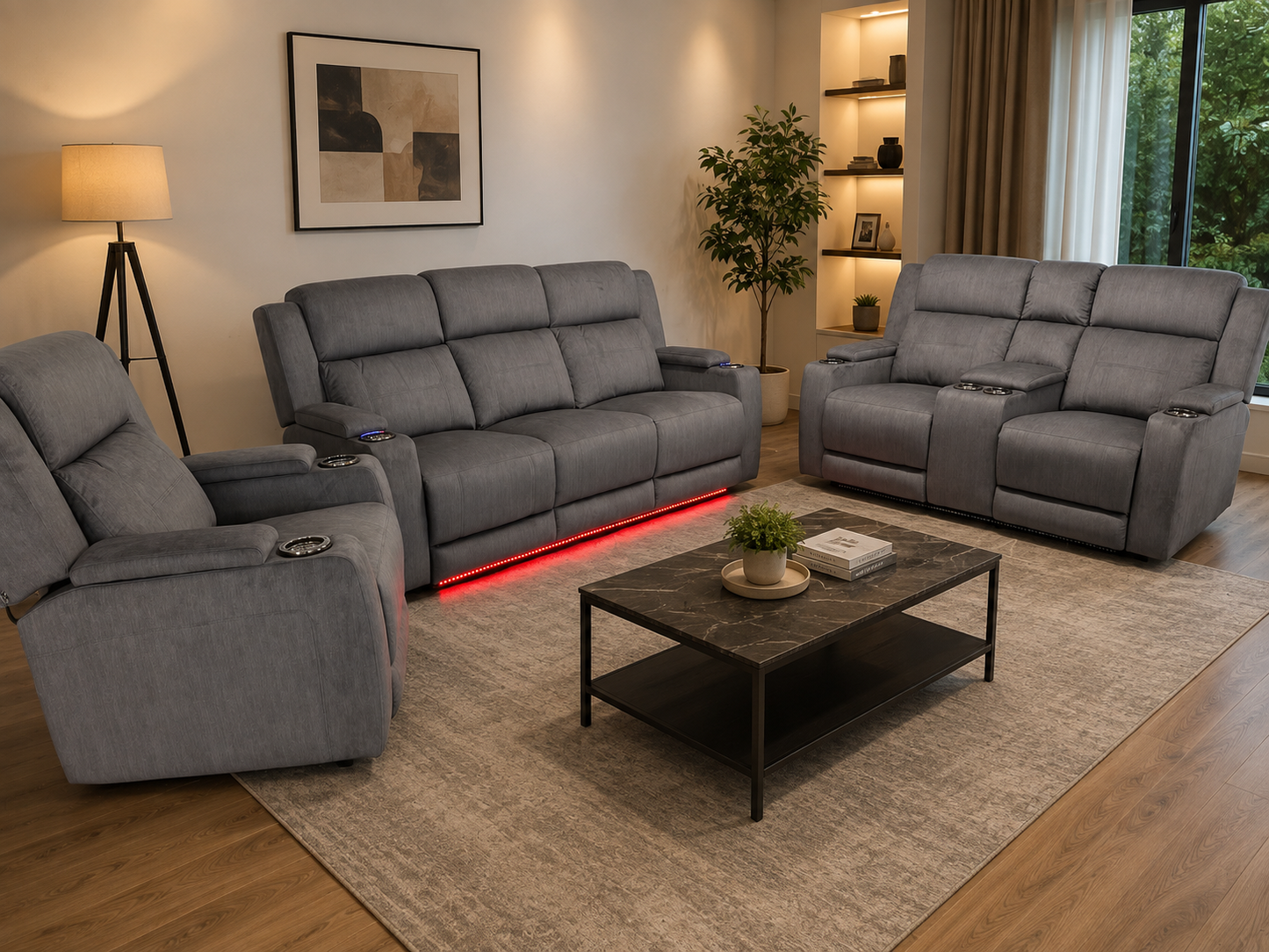 Harvey Norman 5-Seater Electric Recliner Lounge – LED Lights & Adjustable Headrests | BRAND NEW ✨